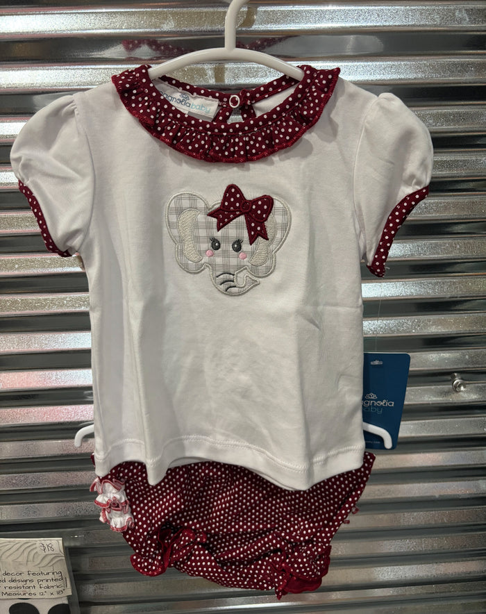 Magnolia Baby Crimson Cutie Applique Ruffle Diaper Cover Set