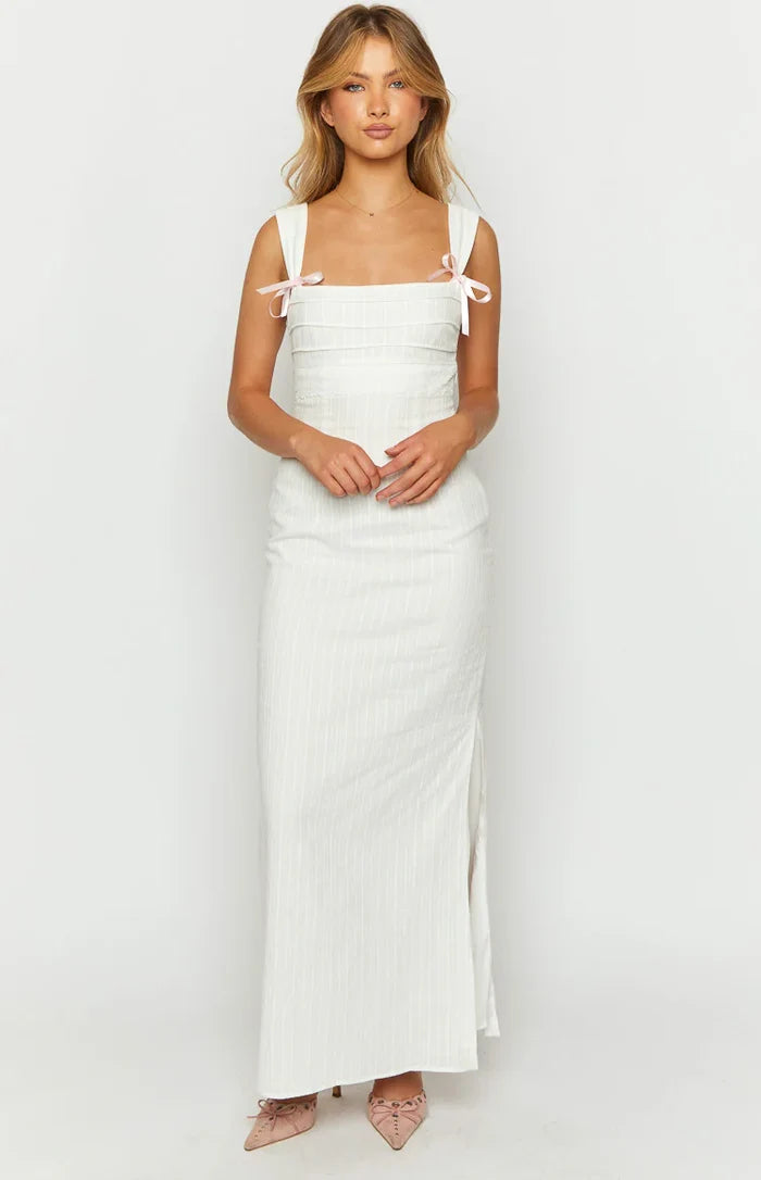 Magnus White Tie Back Maxi Dress
