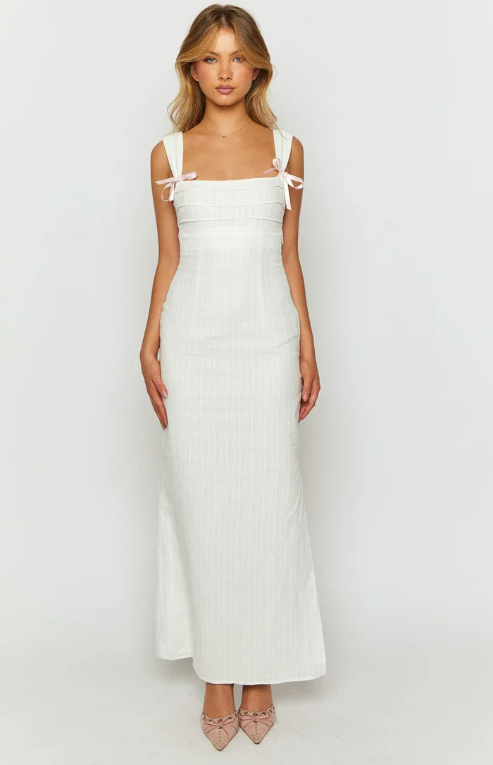 Magnus White Tie Back Maxi Dress