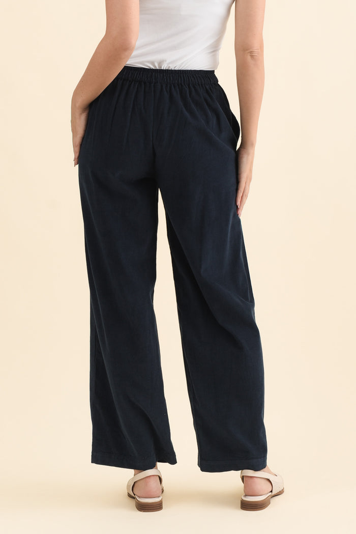 Makenna Navy Corduroy Tassel Pants,Brunette model,alt text|model:MJ