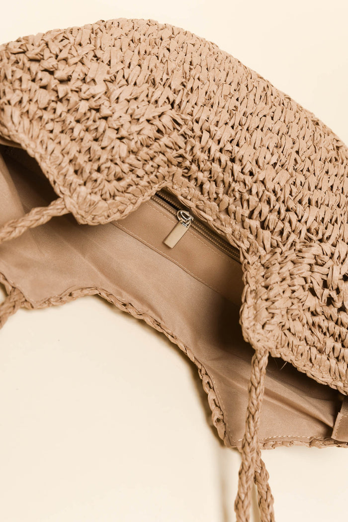 Malta Tan Straw Tote Bag