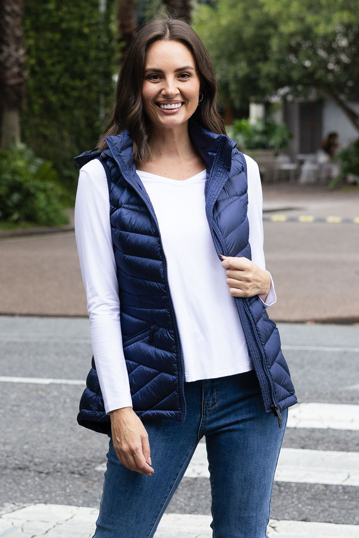 Maryclaire Navy Down Puffer Vest,Lifestyle