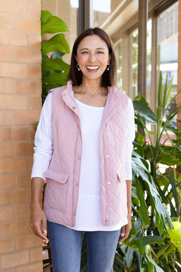 Max Pink Quilted Pocket Vest,Lifestyle