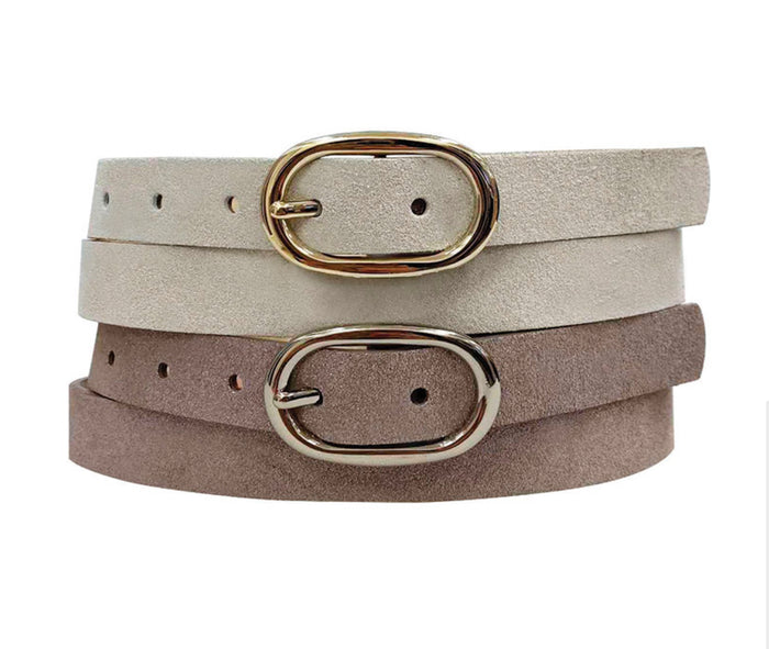 MEIKE ITALIAN SUEDE PERLIZED WITH GOLD BUCKET BELT