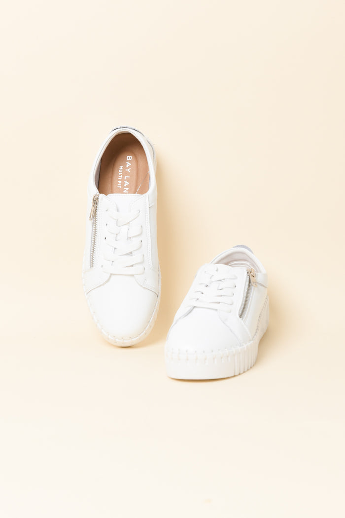 Merusa White Leather Platform Sneaker