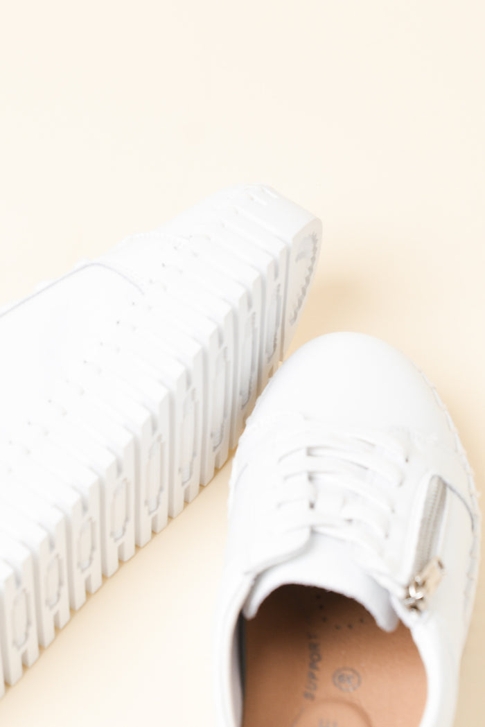 Merusa White Leather Platform Sneaker