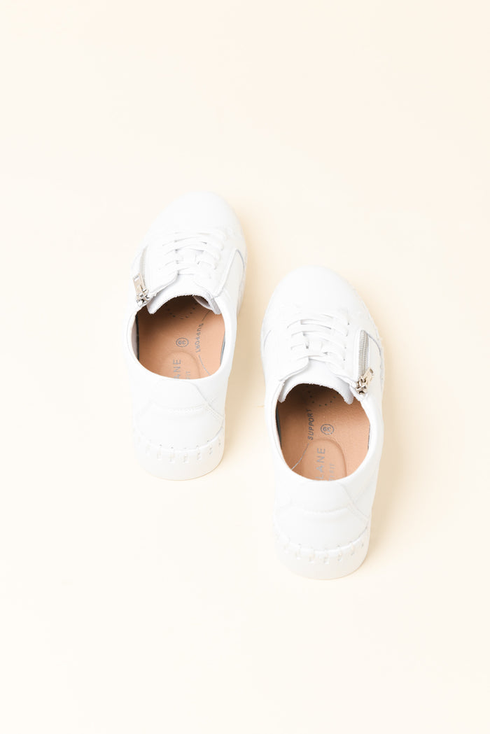 Merusa White Leather Platform Sneaker