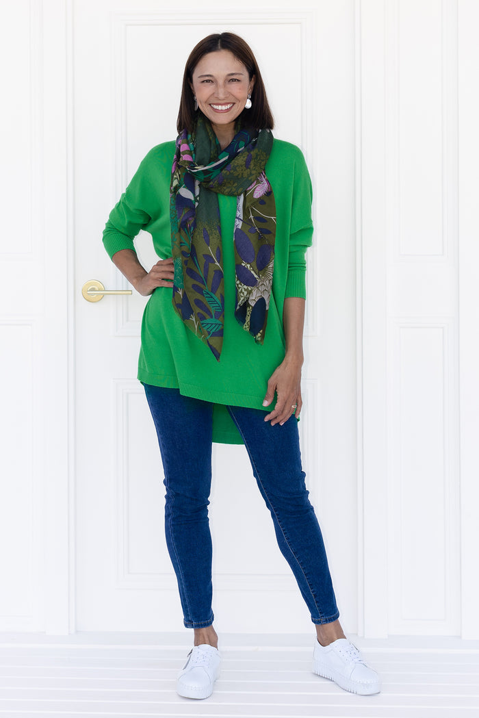 Meryl Forest Green Wool Blend Drape Jumper,Lifestyle
