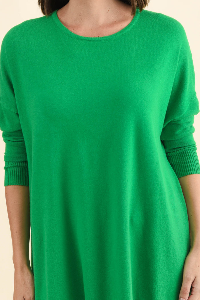Meryl Forest Green Wool Blend Drape Jumper,Brunette model,alt text|model:MJ