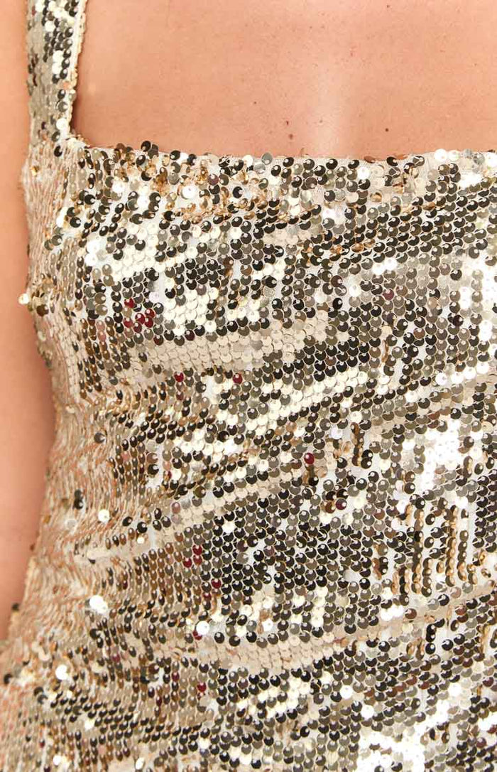 Mirror Gold Sequin Maxi Dress