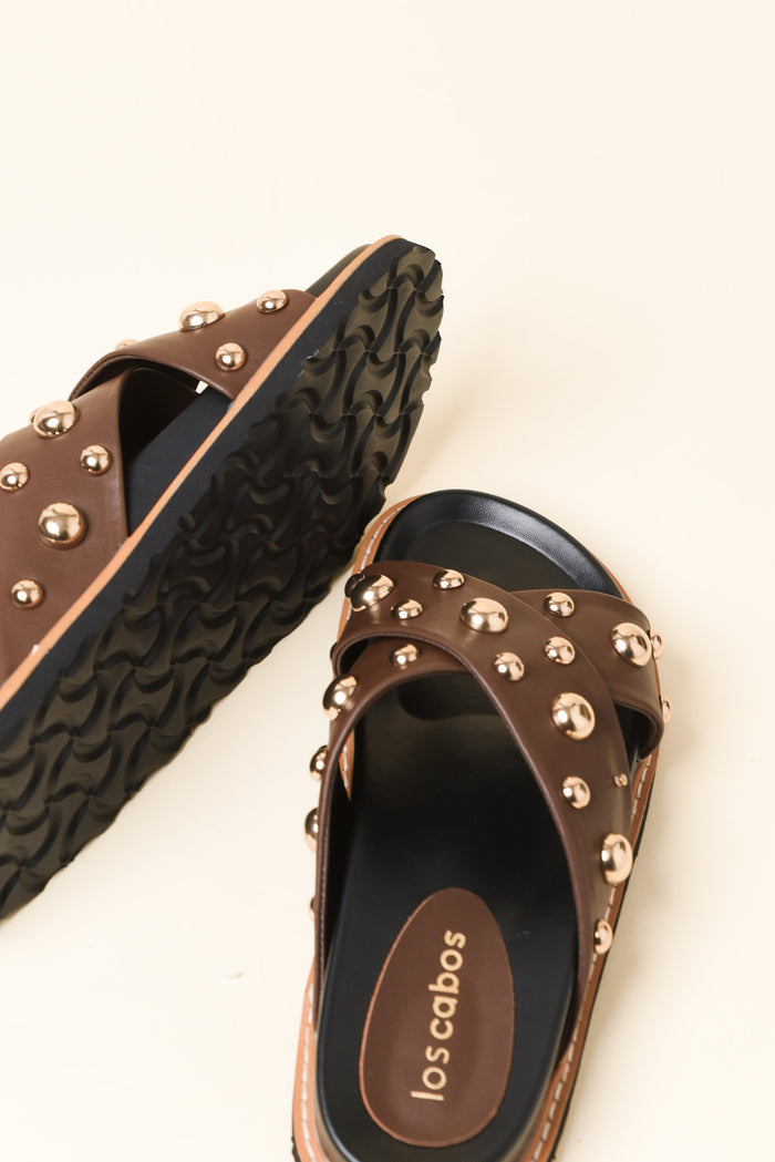 Mode Brown Studded Slide