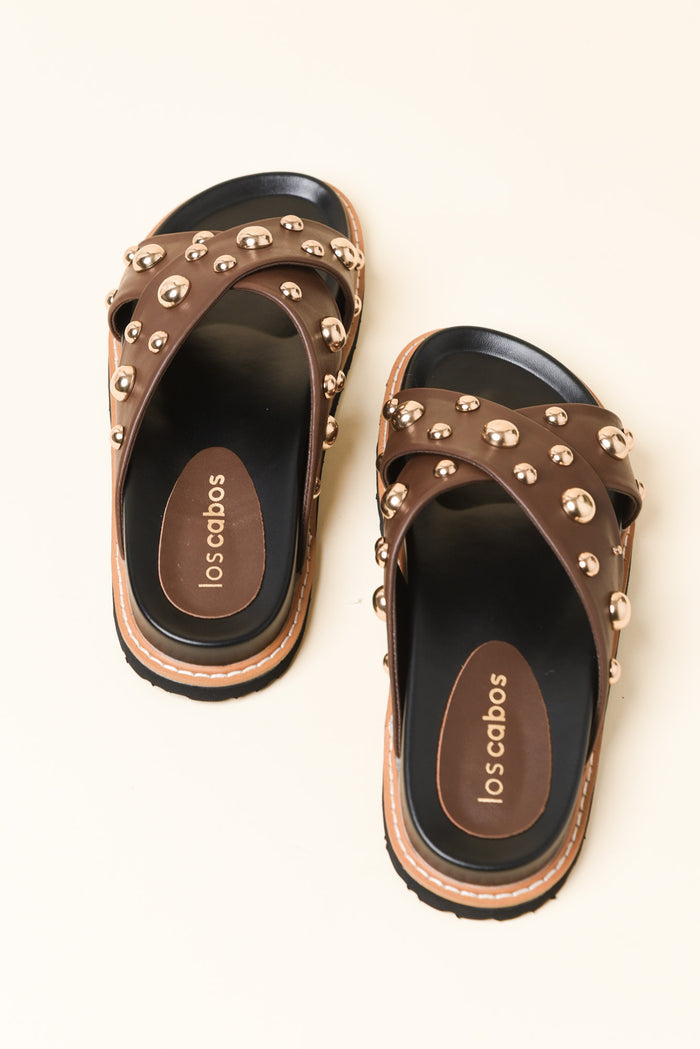 Mode Brown Studded Slide