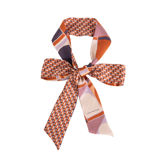 "Modular" Silk Skinny Scarf - Orange