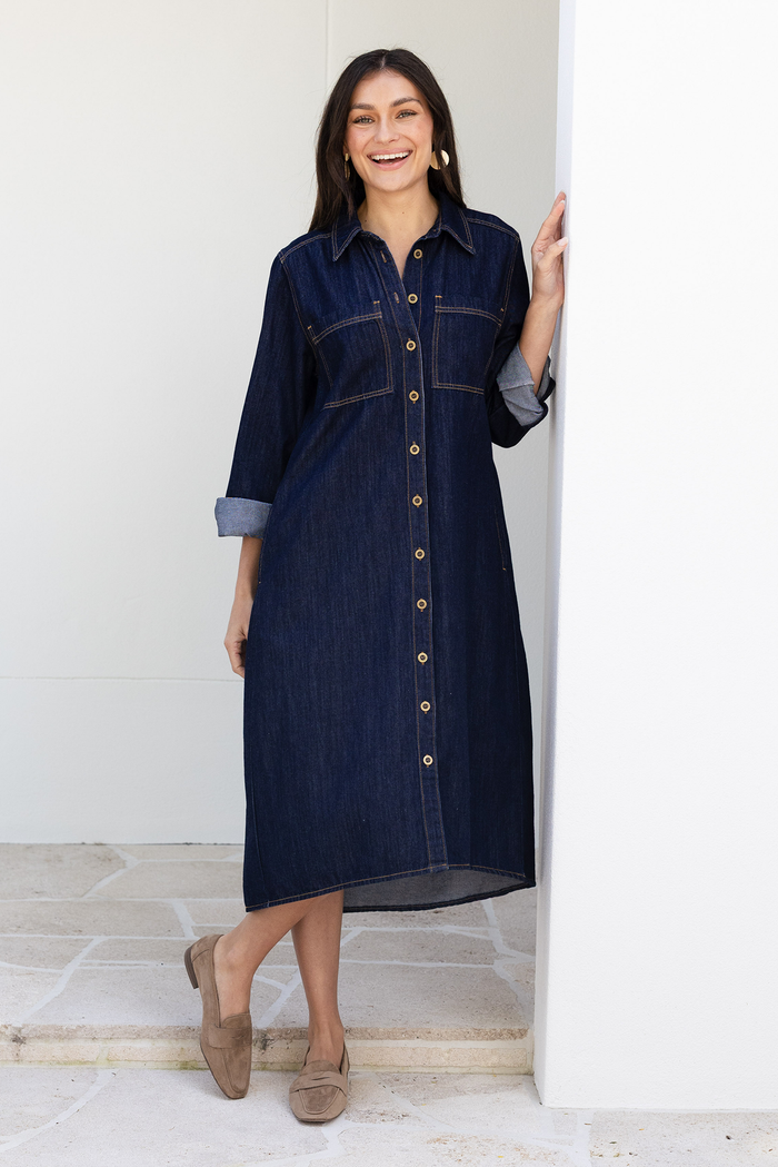 Montana Dark Blue Denim Shirt Dress