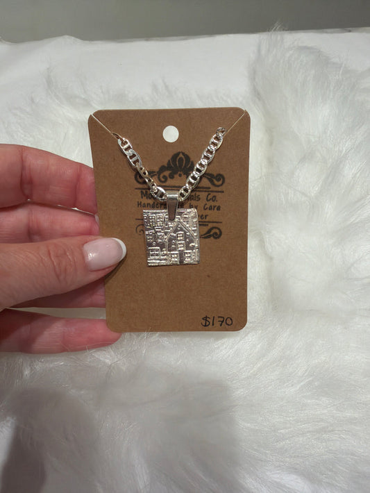 MOONLIT METALS HOUSES NECKLACE-LARGE LINK-20 INCHES