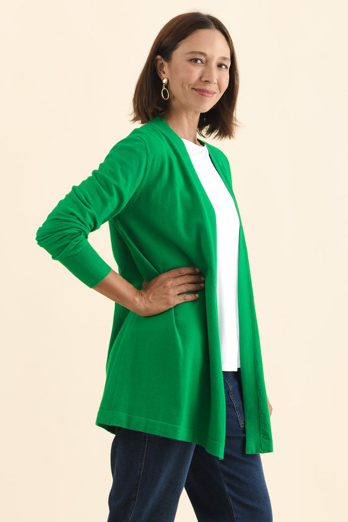 Morocco Green Knit Cardigan,Brunette model,alt text|model:Cara