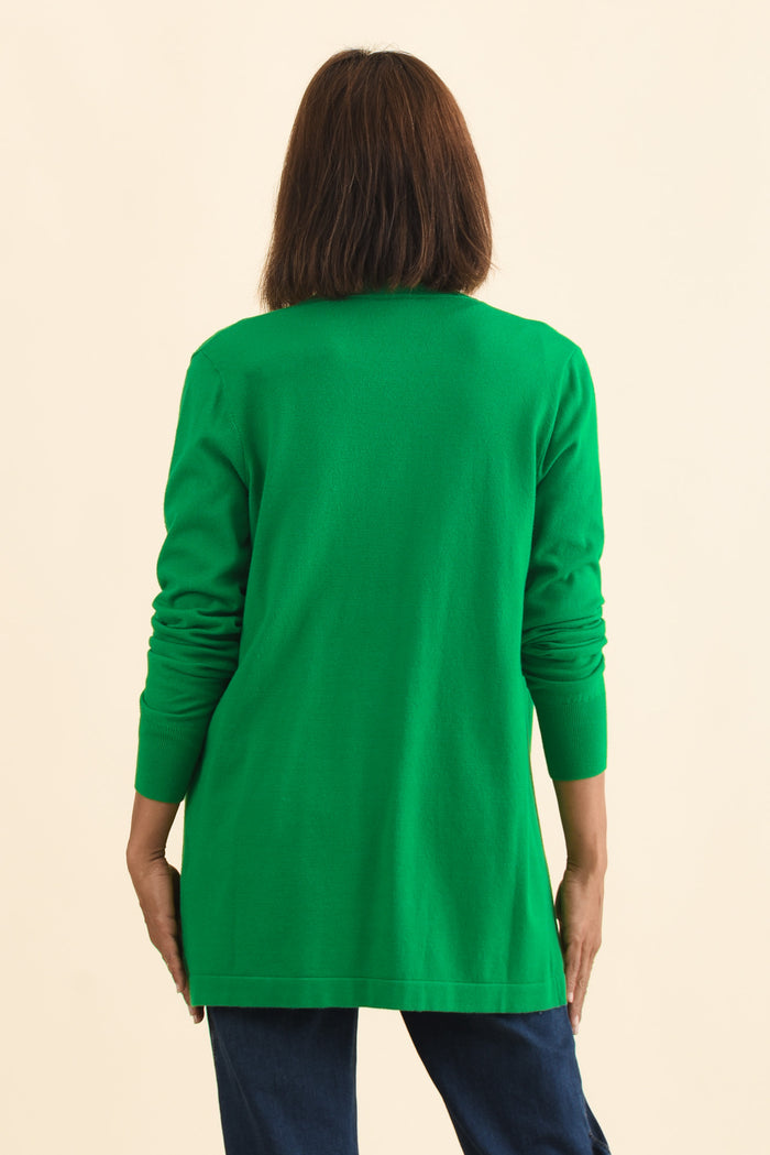 Morocco Green Knit Cardigan,Brunette model,alt text|model:Cara