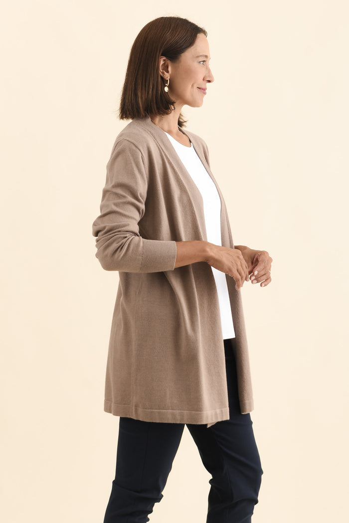 Morocco Mocha Knit Cardigan,Brunette model,alt text|model:Cara
