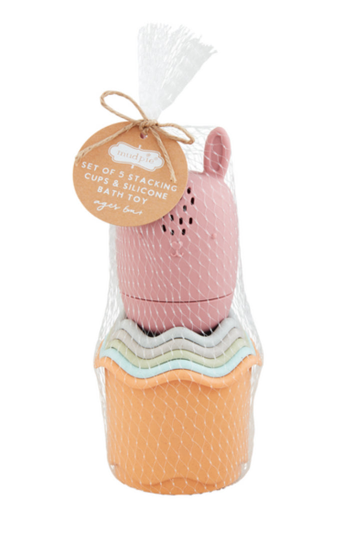 Mudpie Pink Stacking Cup Bath Set