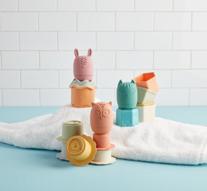Mudpie Pink Stacking Cup Bath Set