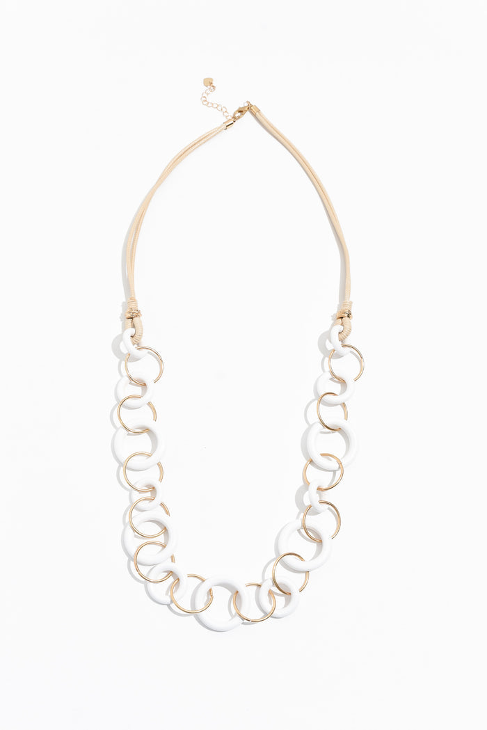 Myers White Wooden Link Necklace