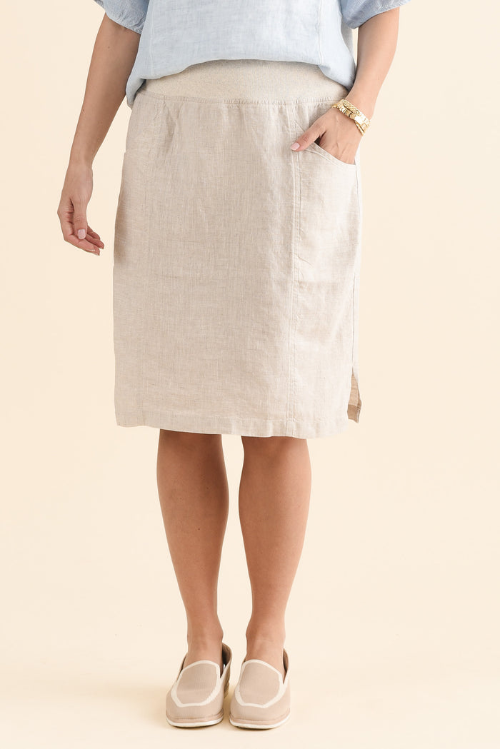 Mylah Natural Linen Stretch Skirt