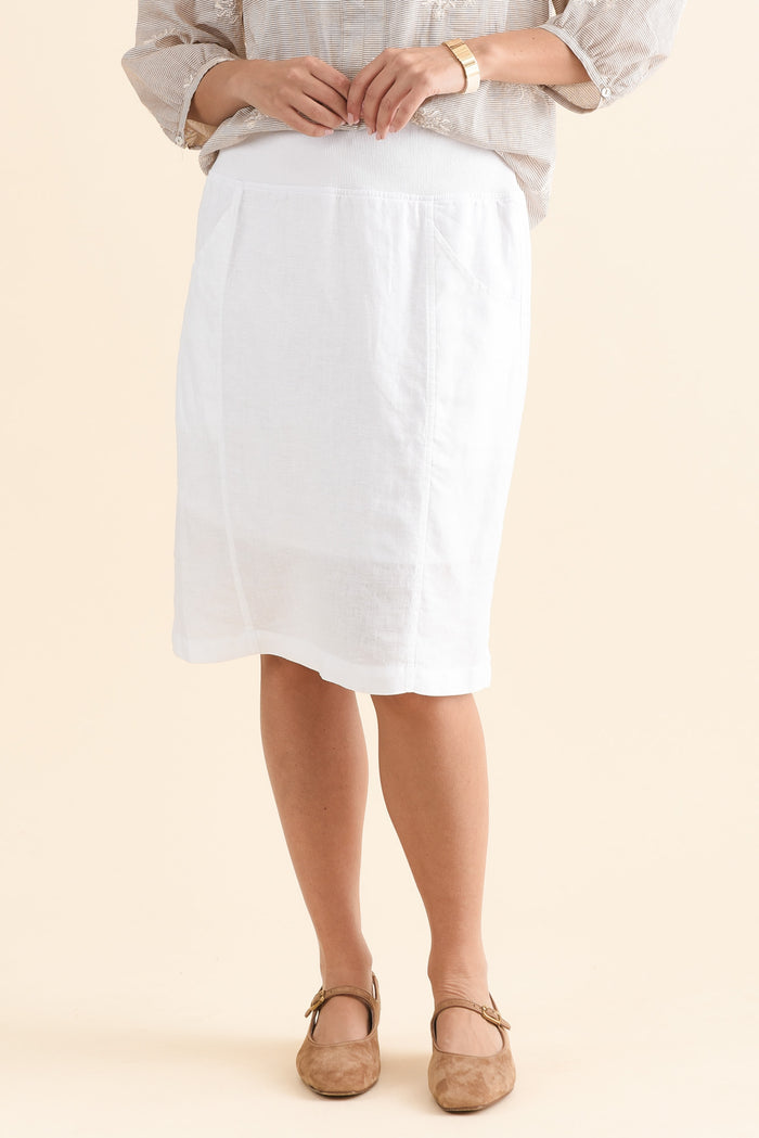 Mylah White Linen Stretch Skirt