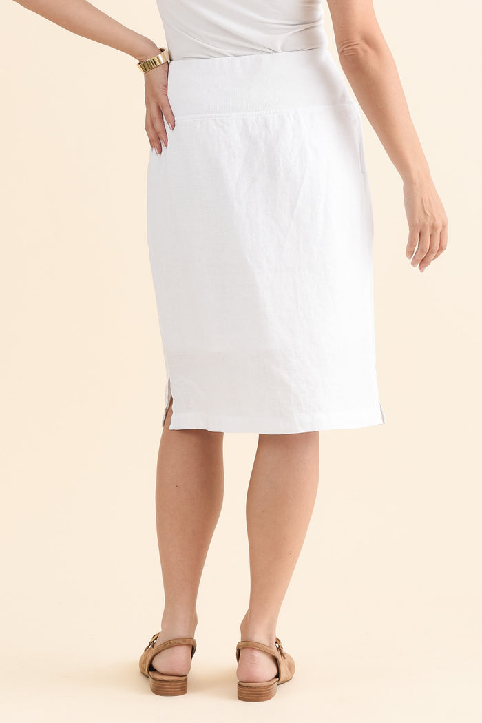 Mylah White Linen Stretch Skirt