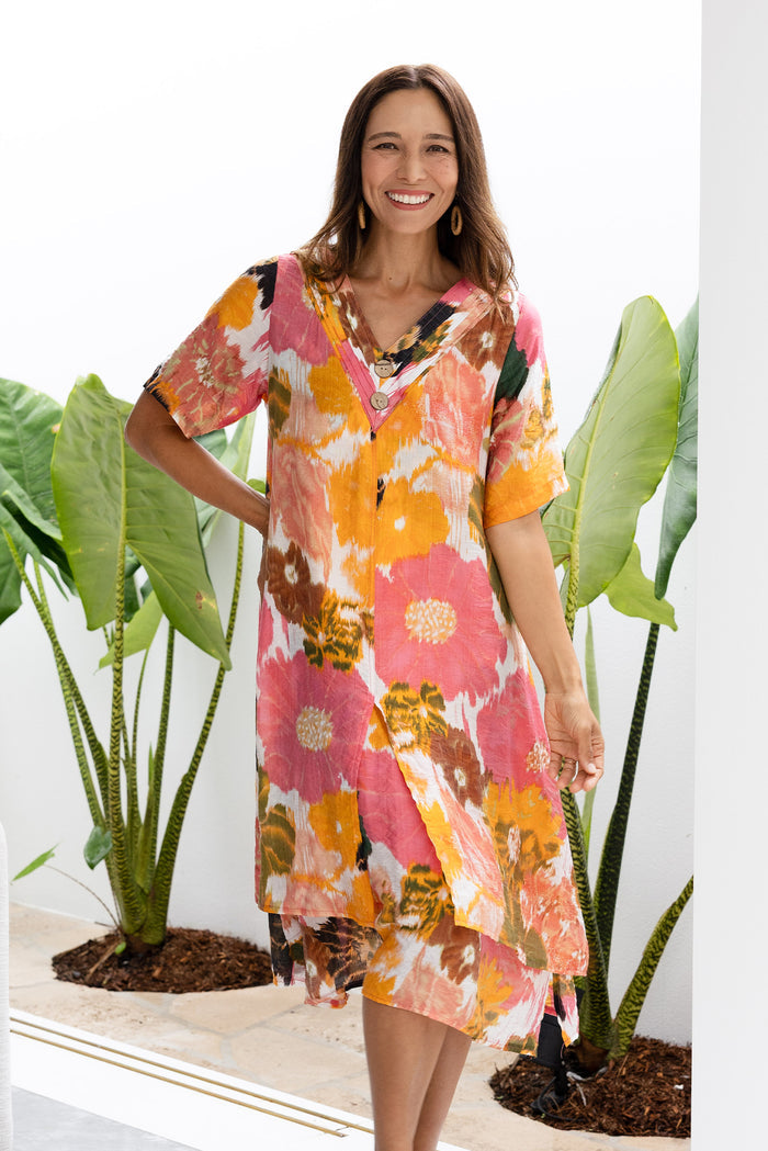 Nala Pink Flower Layers Dress,Lifestyle