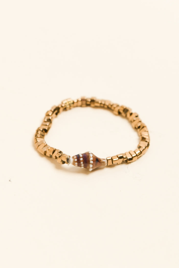 Nanami Gold Shell Beaded Bracelet