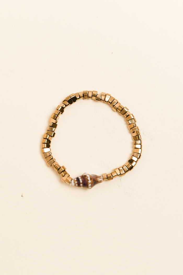 Nanami Gold Shell Beaded Bracelet