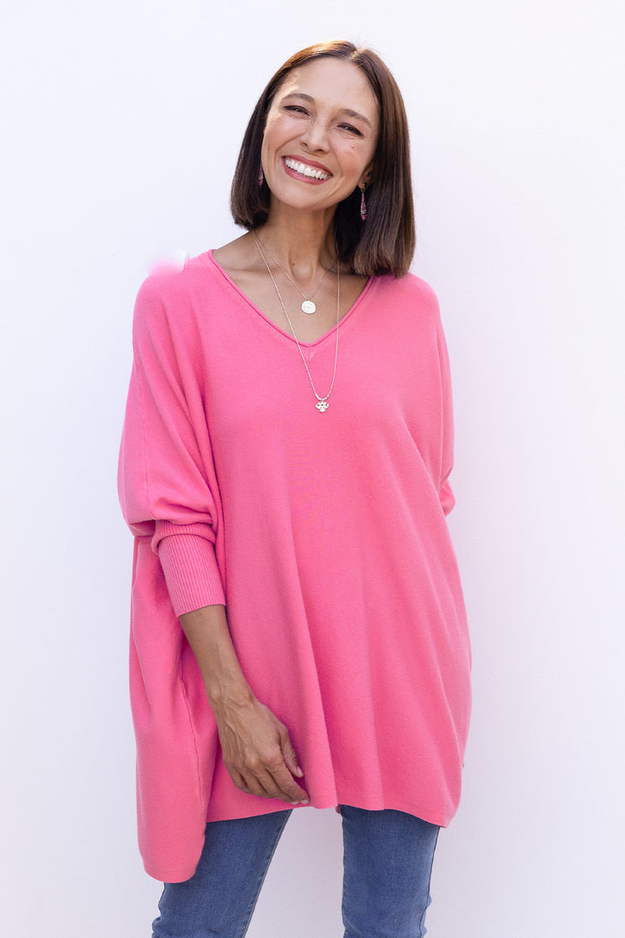 Nastia Hot Pink Wool Blend Jumper,Lifestyle