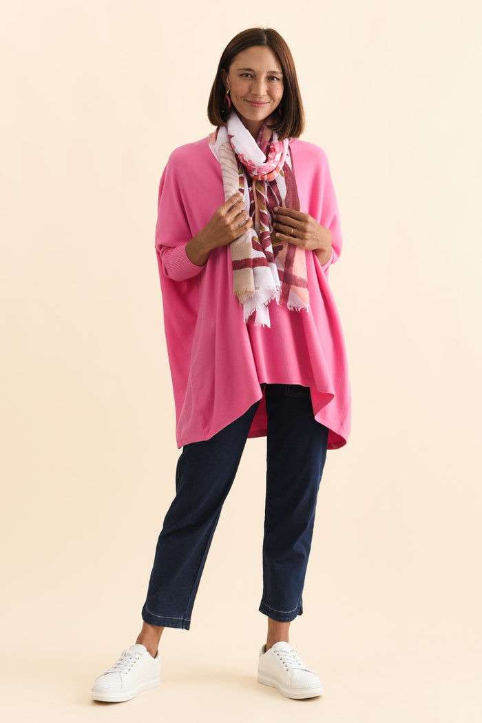 Nastia Hot Pink Wool Blend Jumper,Brunette model,alt text|model:Cara