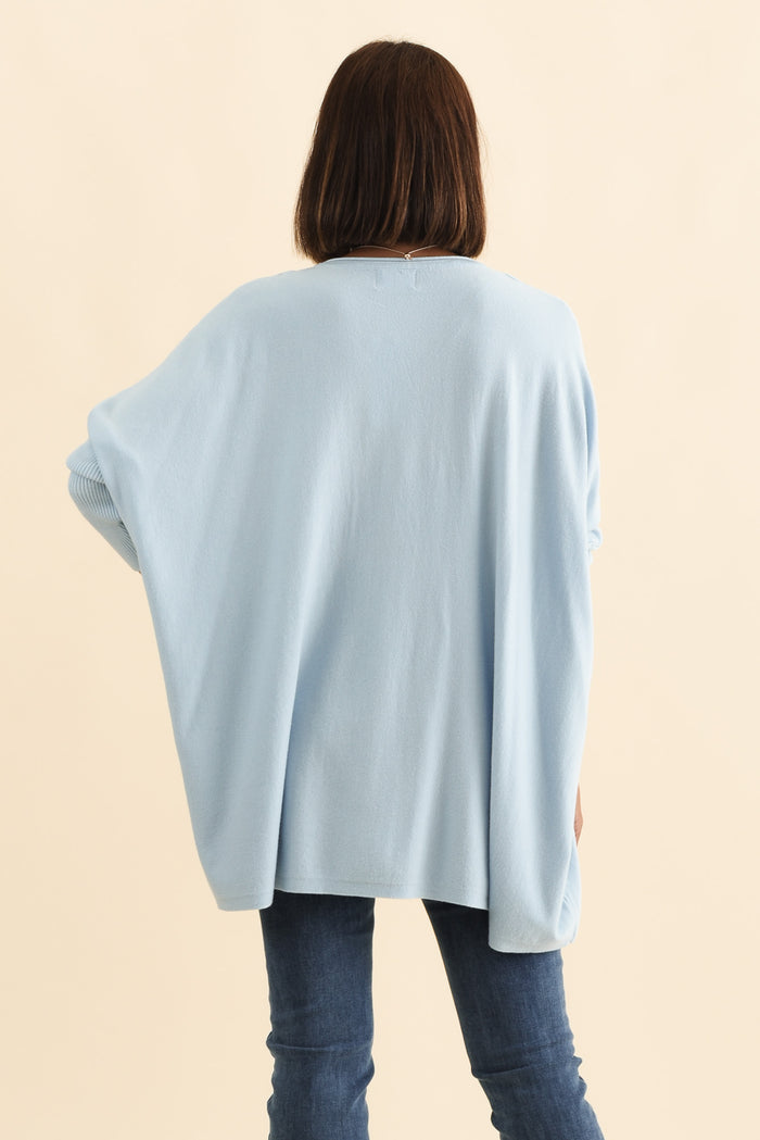 Nastia Light Blue Wool Blend Jumper,Brunette model,alt text|model:Cara
