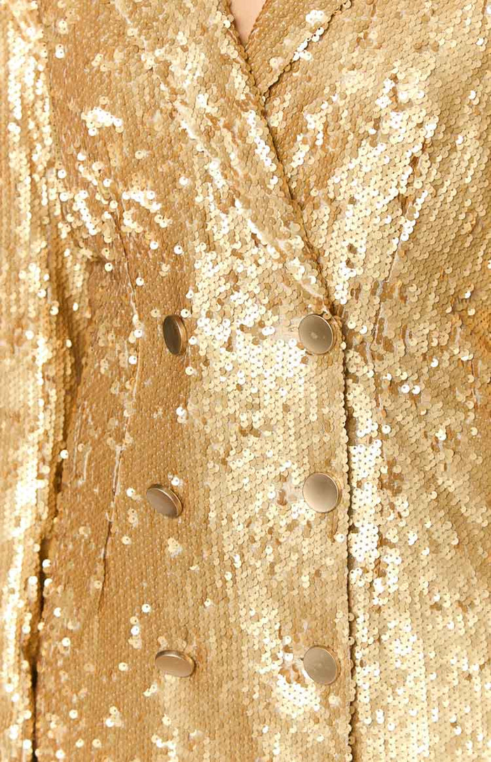 Natalie Gold Sequin Blazer Mini Dress