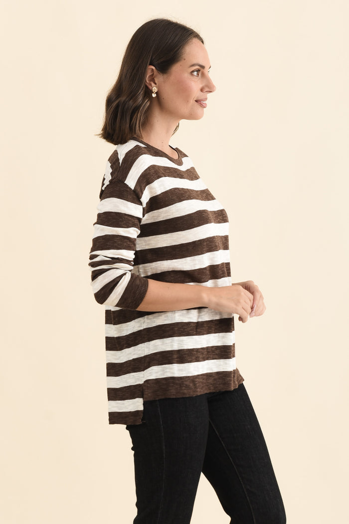 Natasha Chocolate Stripe Knit Top
