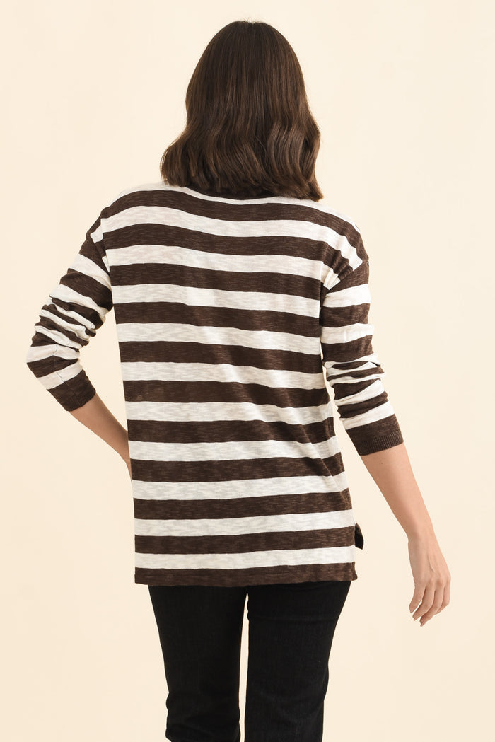 Natasha Chocolate Stripe Knit Top