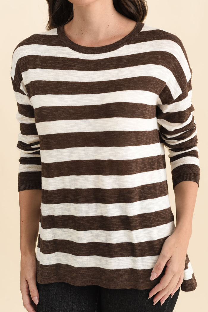 Natasha Chocolate Stripe Knit Top
