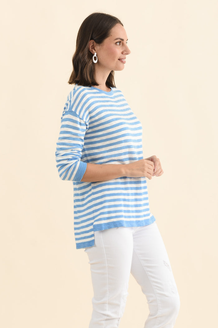 Natasha Sky Blue Stripe Knit Top