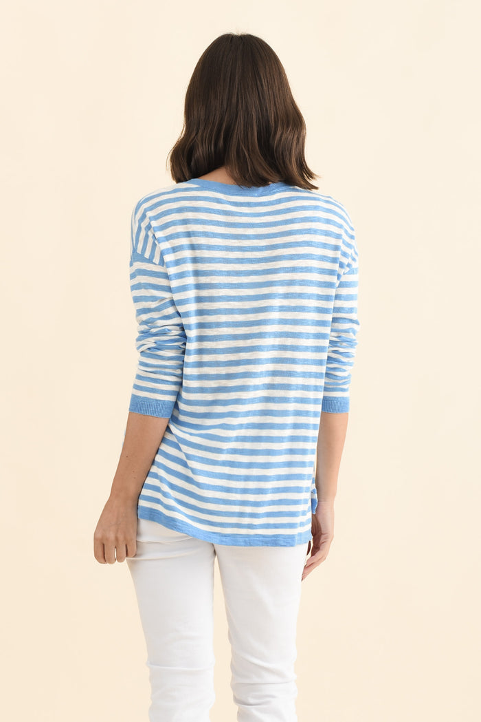 Natasha Sky Blue Stripe Knit Top