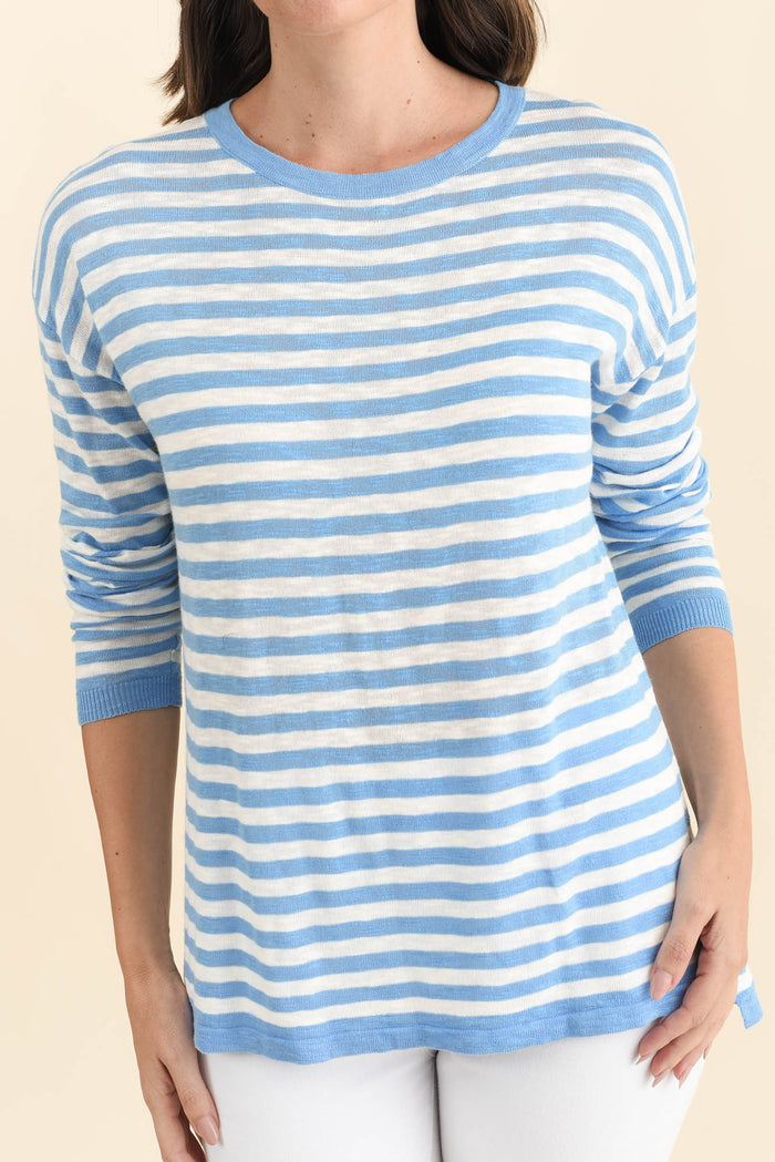 Natasha Sky Blue Stripe Knit Top