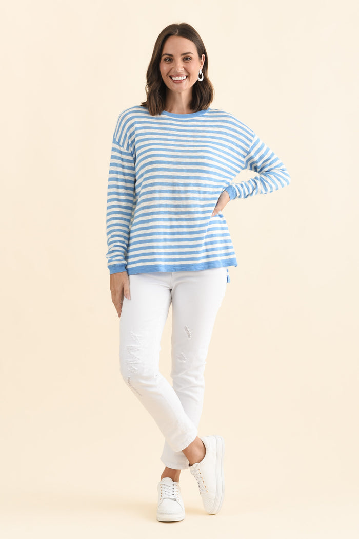 Natasha Sky Blue Stripe Knit Top