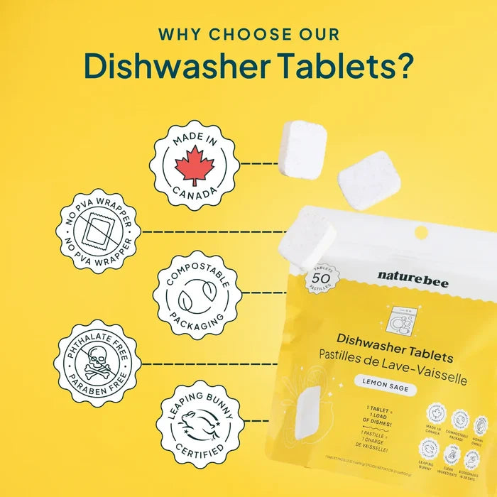 NATURE BEE Dishwasher Tablets Lemon | MADE IN CANADA | Nature Bee