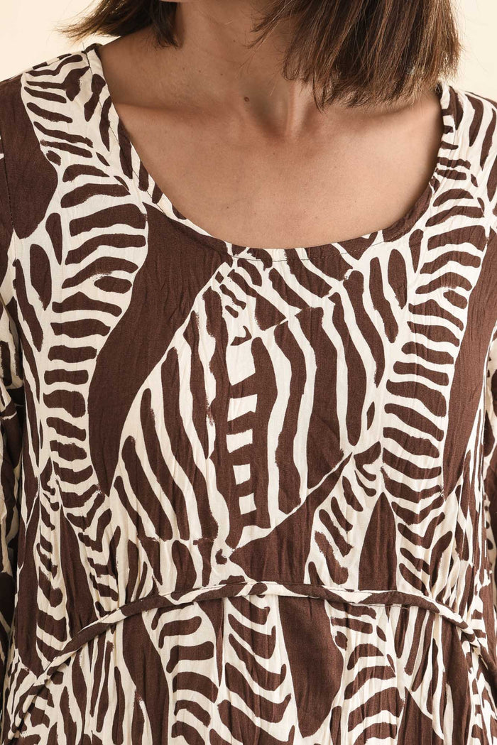 Nessa Brown Leaf Crescent Dress