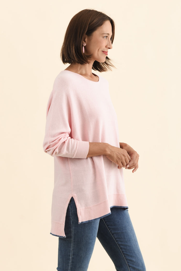 Nick Blush Organic Cotton Knit Jumper,Brunette model,alt text|model:Cara