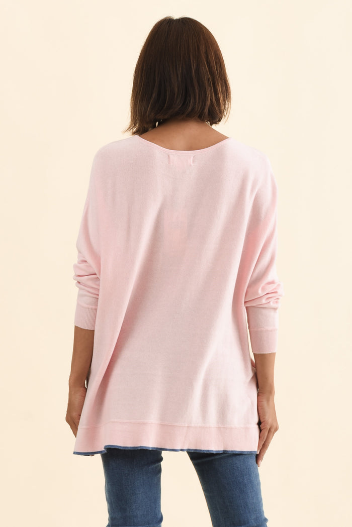 Nick Blush Organic Cotton Knit Jumper,Brunette model,alt text|model:Cara