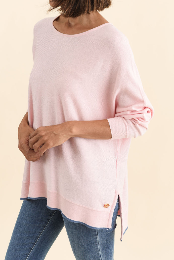 Nick Blush Organic Cotton Knit Jumper,Brunette model,alt text|model:Cara