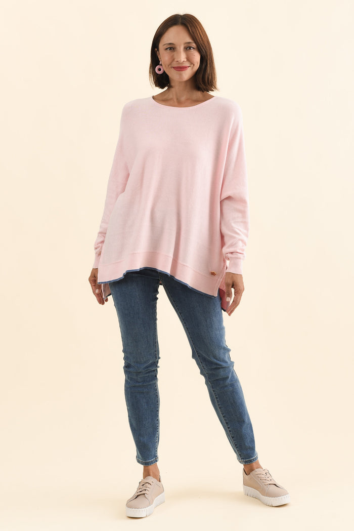 Nick Blush Organic Cotton Knit Jumper,Brunette model,alt text|model:Cara