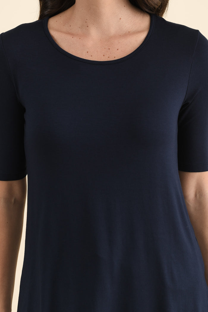 Nicky Navy Half Sleeve Top,Detail,Brunette model,alt text|model:MJ