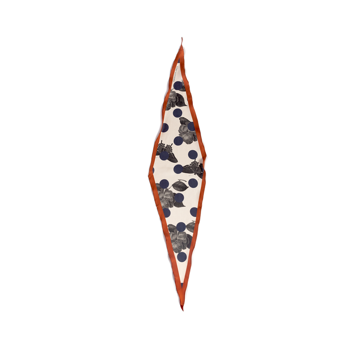 "Noir Floral" Silk Diamond Neckerchief